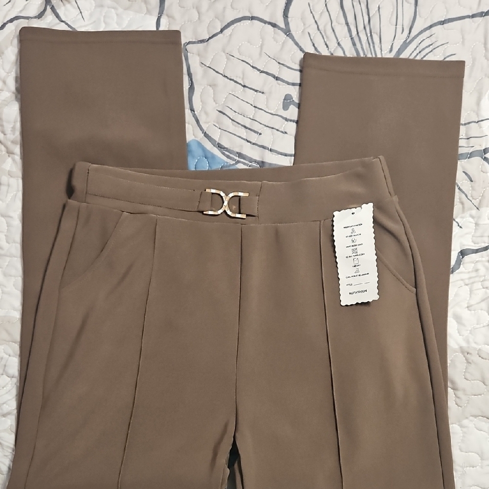 Brown Women's Pants with Belt